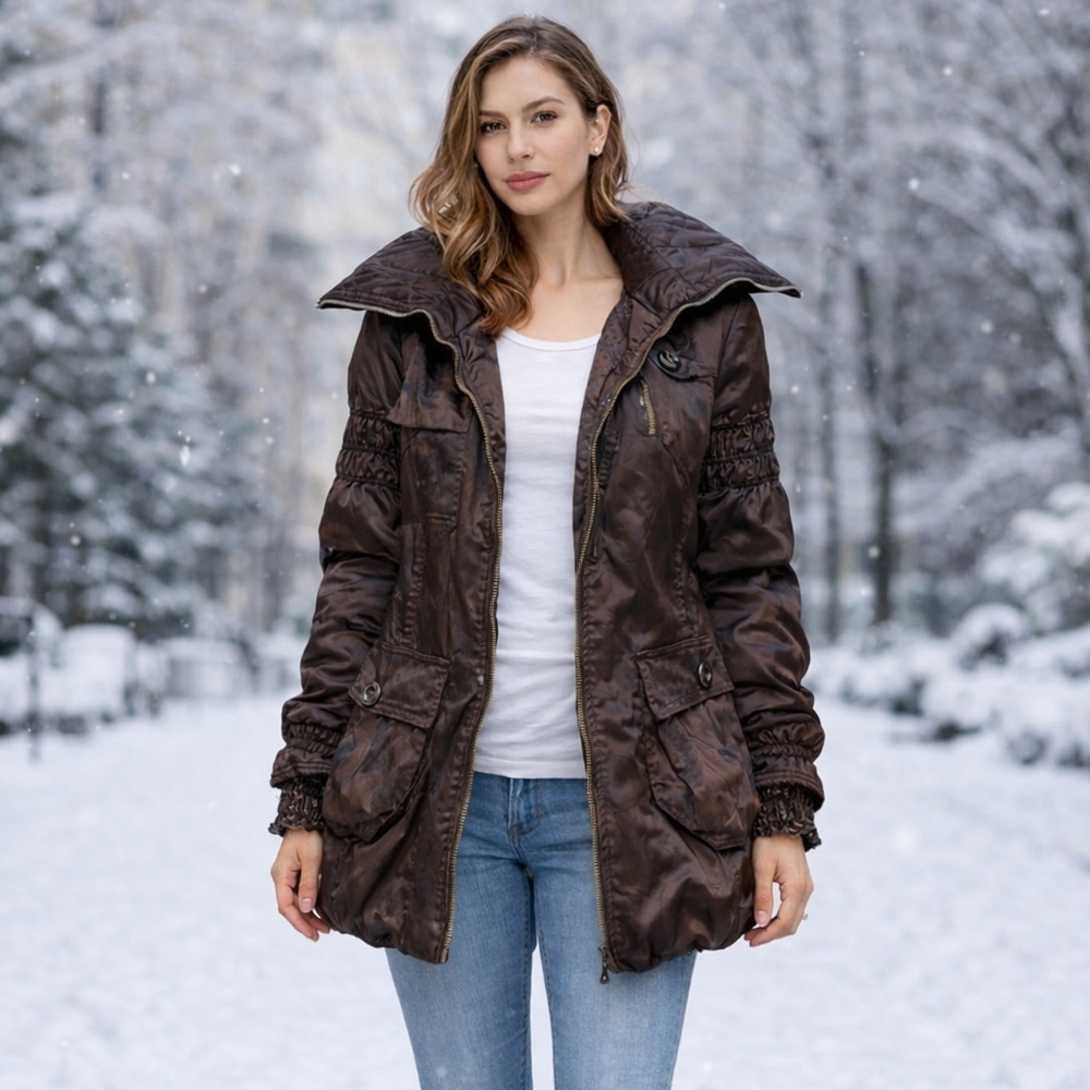 Sportalm Dark Brown Hooded Ski Jacket NWOT Size 40